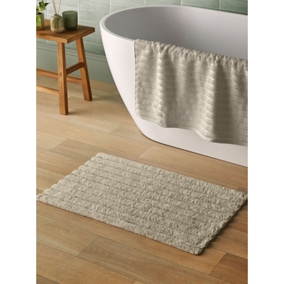 George Silentnight Natural Ribbed Cotton Bath Mat - Natural