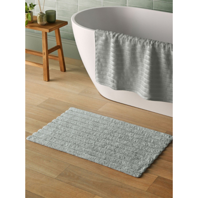 George Silentnight Grey Ribbed Cotton Bath Mat - Grey