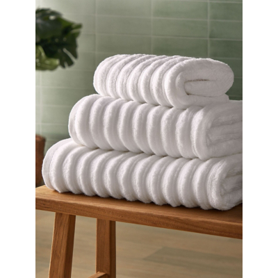 George Silentnight White Ribbed Cotton Towel Range