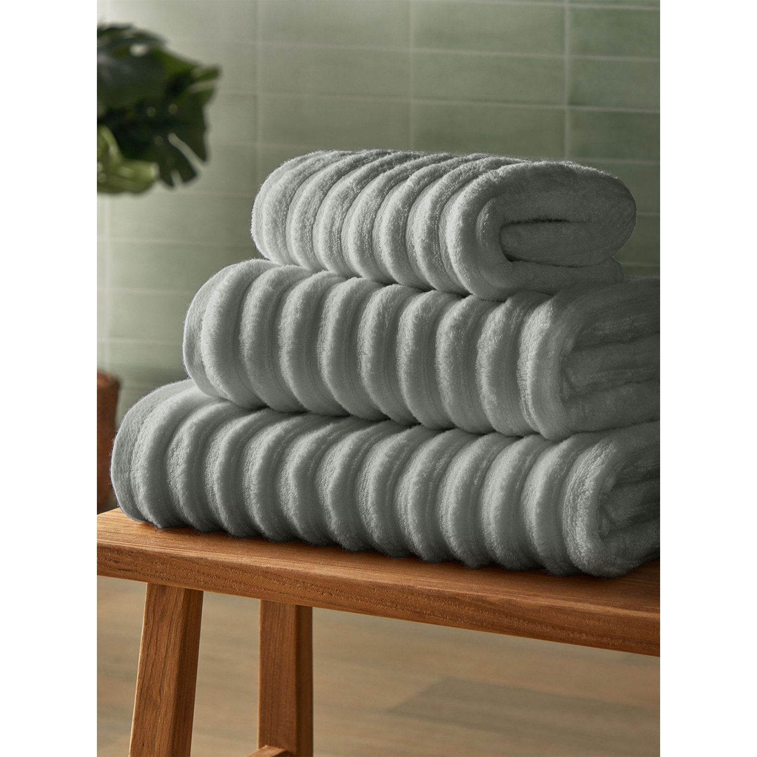 Silentnight Grey Ribbed Cotton Towel Range