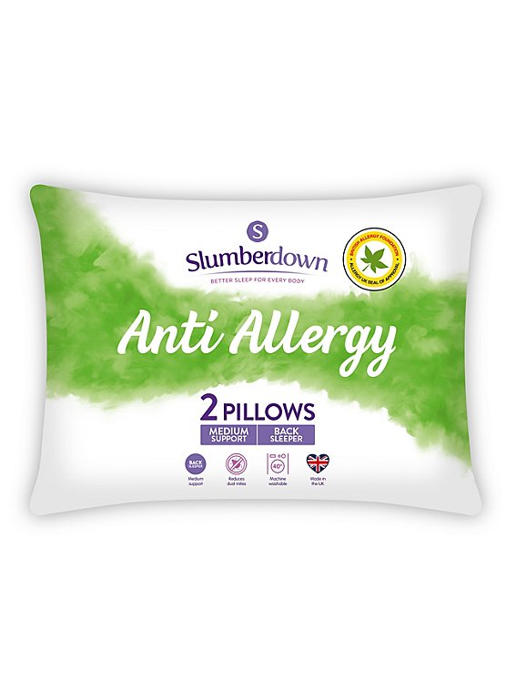 Slumberdown Anti Allergy Pillow - 2 Pack, Home