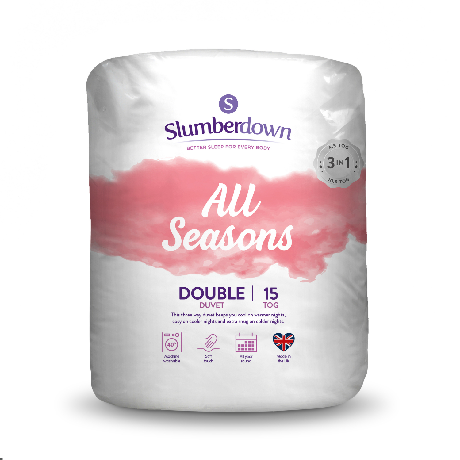 Slumberdown White All Seasons Combi Duvet - 10.5 & 4.5 Tog - Double