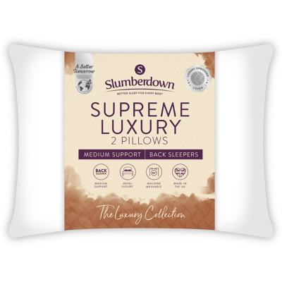 Slumberdown Supreme Luxury Embossed Pillow Pair Medium support Home at ASDA
