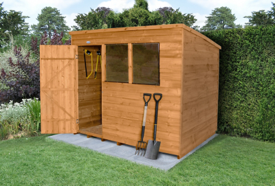 Forest Garden Overlap Dip Treated 8x6 Pent Shed Outdoor Garden