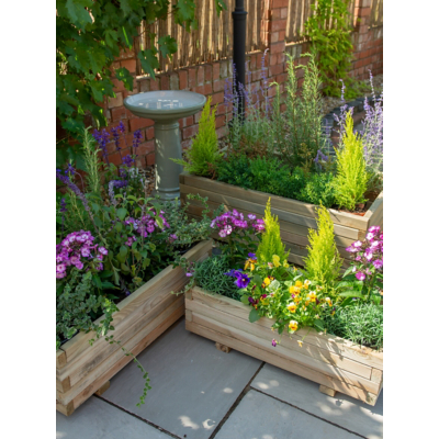 Forest Durham Rectangular Wooden Garden Planter 3'x1'9 (0.9x0.5m) - Set of 3