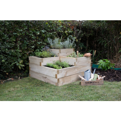 George Forest Garden Caledonian Tiered Raised Bed - 90 x 90cm - Timber