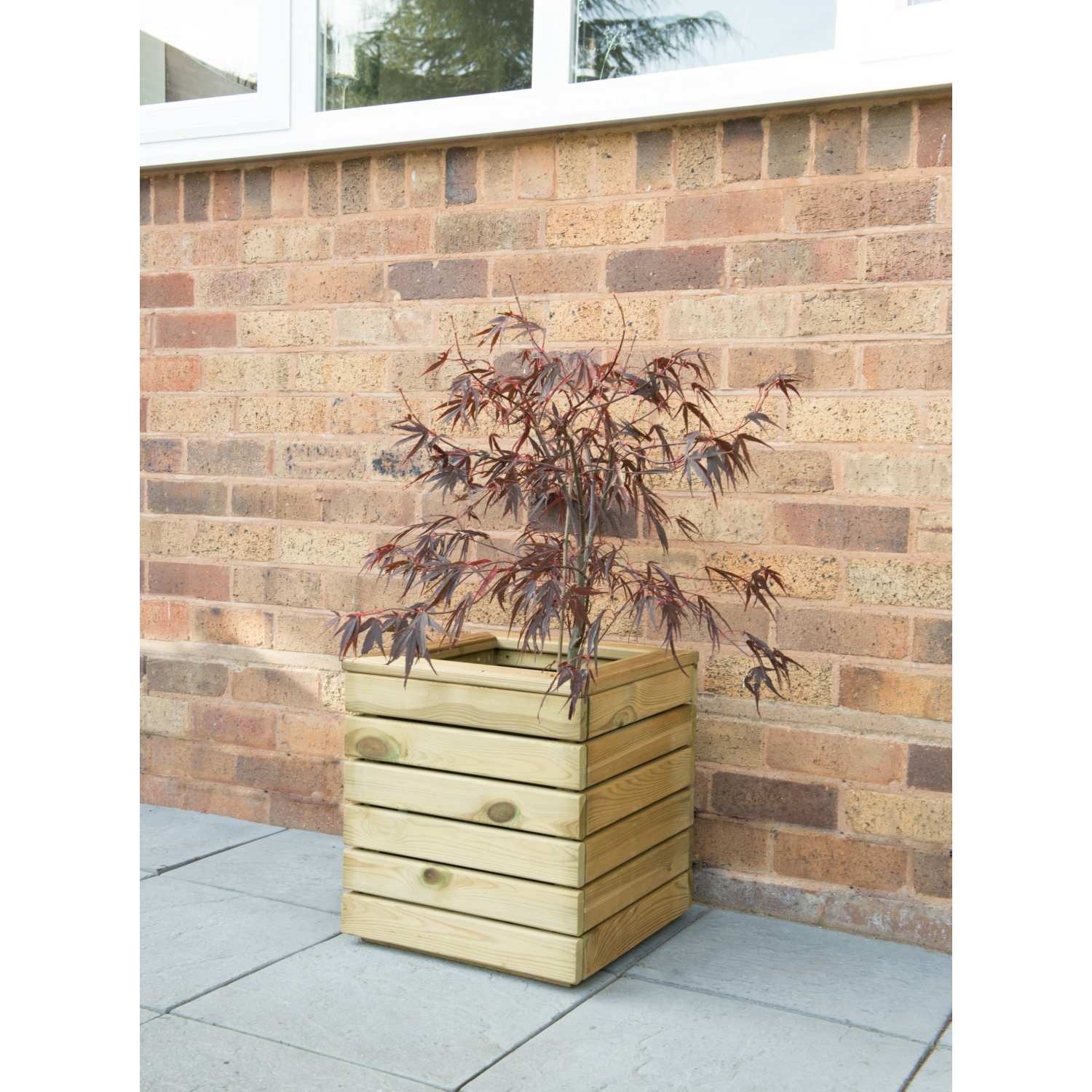 Forest Garden Natural Brown Square Linear Planter