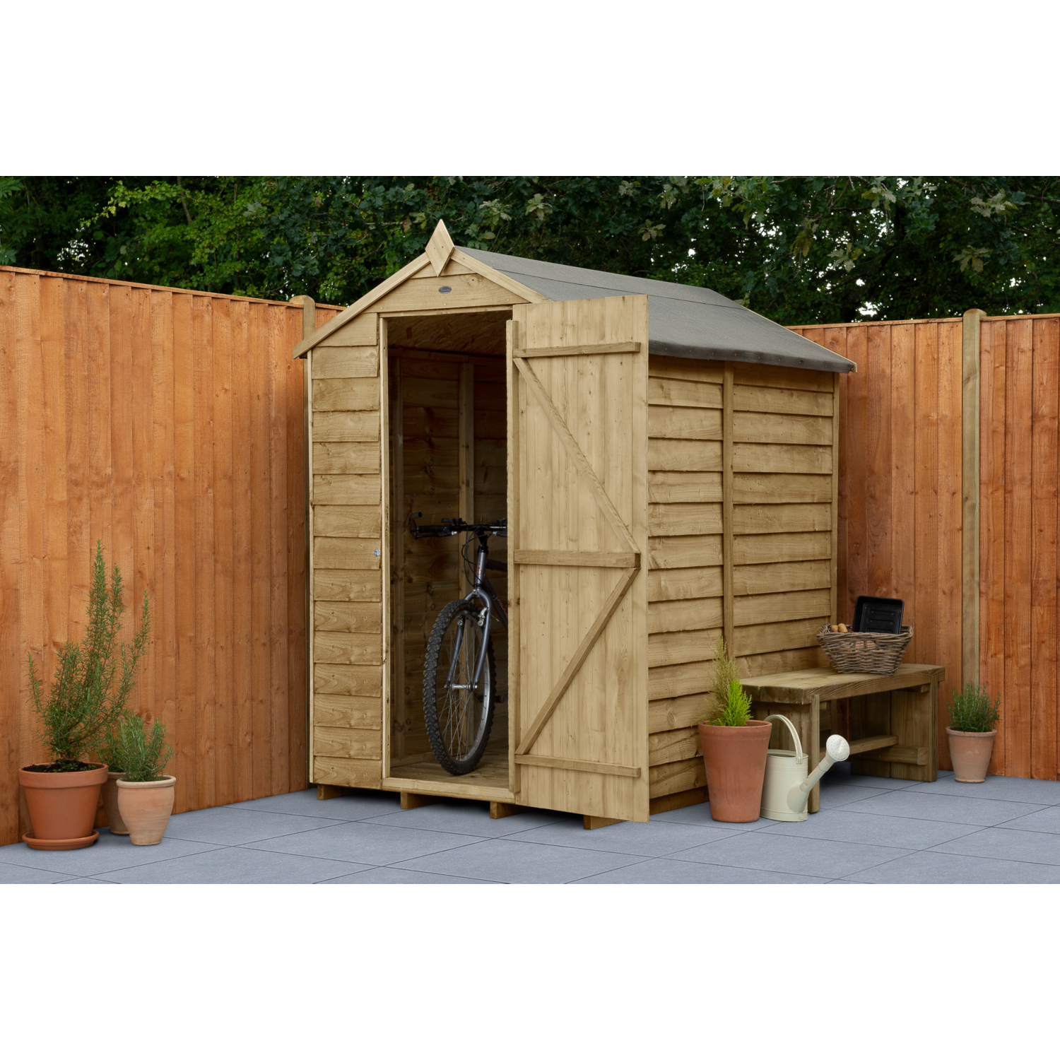 Forest Garden Timber 4Life Overlap Apex Shed - No Window 6Ft X 4Ft