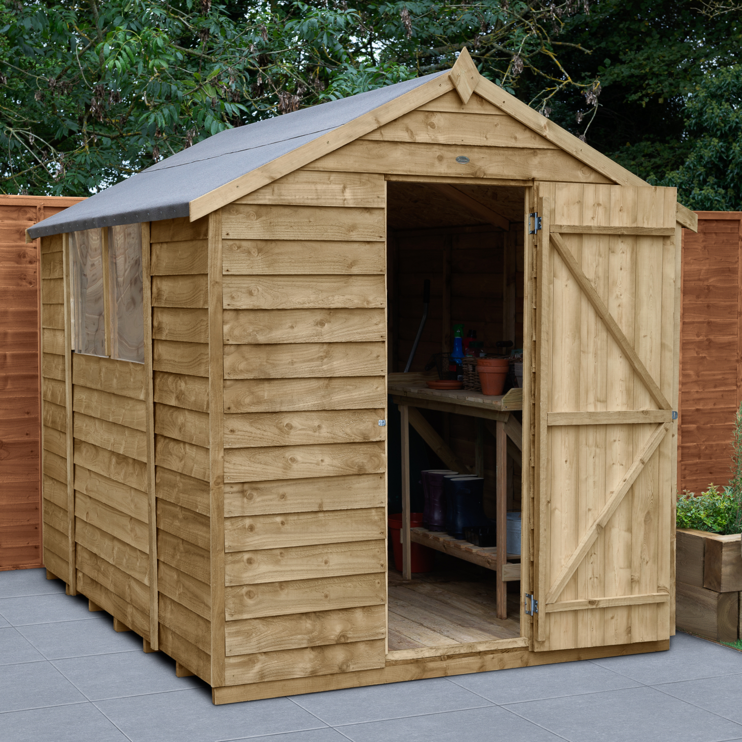 Forest Garden Timber 8X6 4Life Overlap Apex Shed