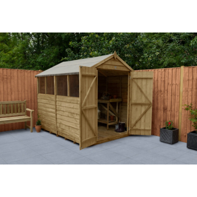 Forest Garden Apex Overlap Pressure Treated Double Door Shed - 8 x 6ft