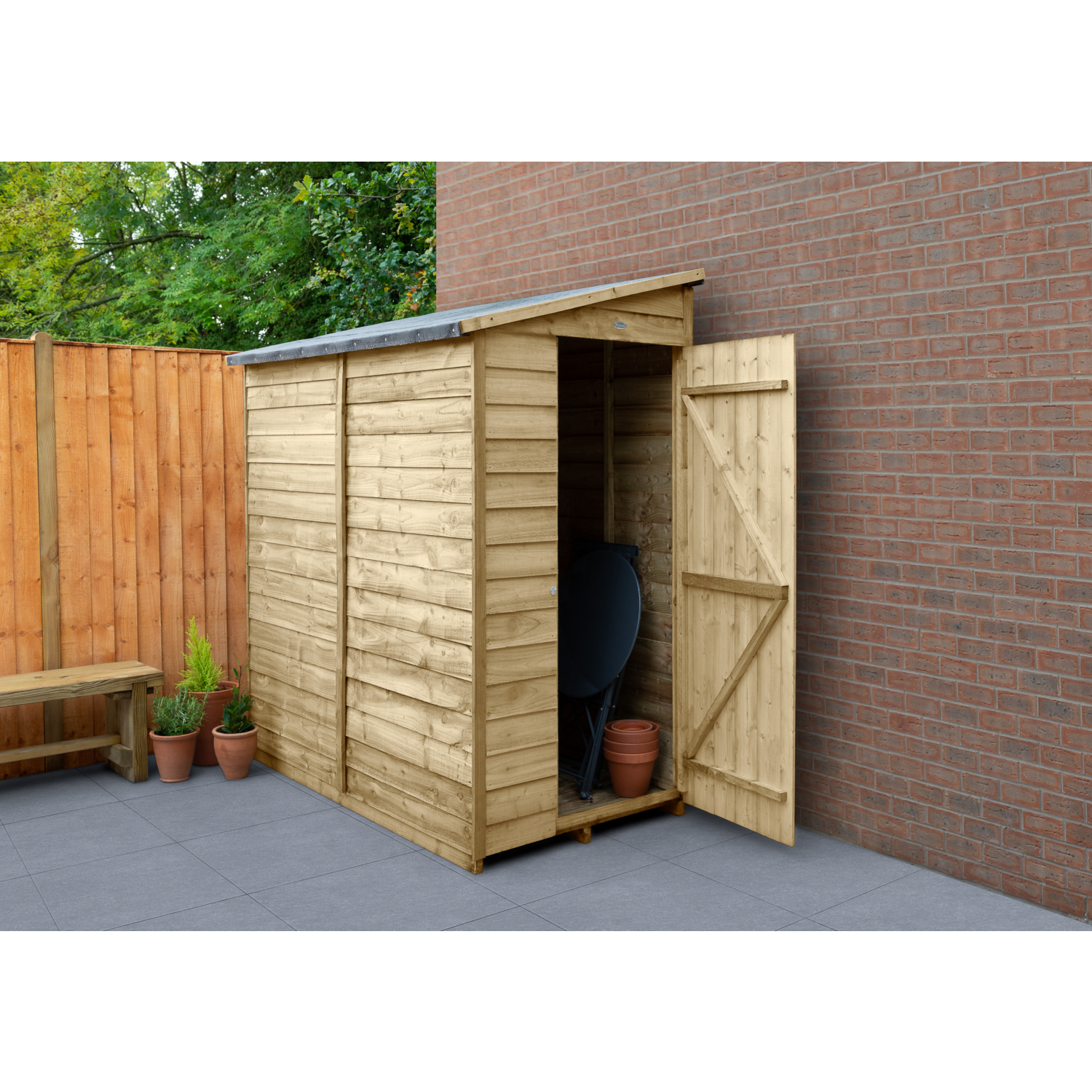 Forest Garden Timber 4Life Overlap Pent Shed 6Ft X 3Ft
