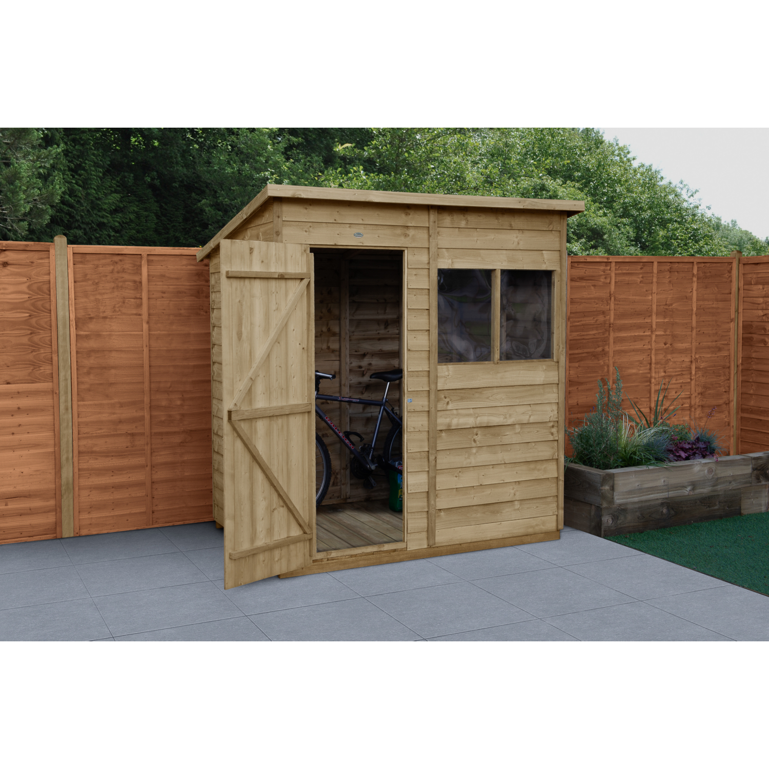 Forest Garden Timber 4Life Overlap Pent Shed 6Ft X 4Ft