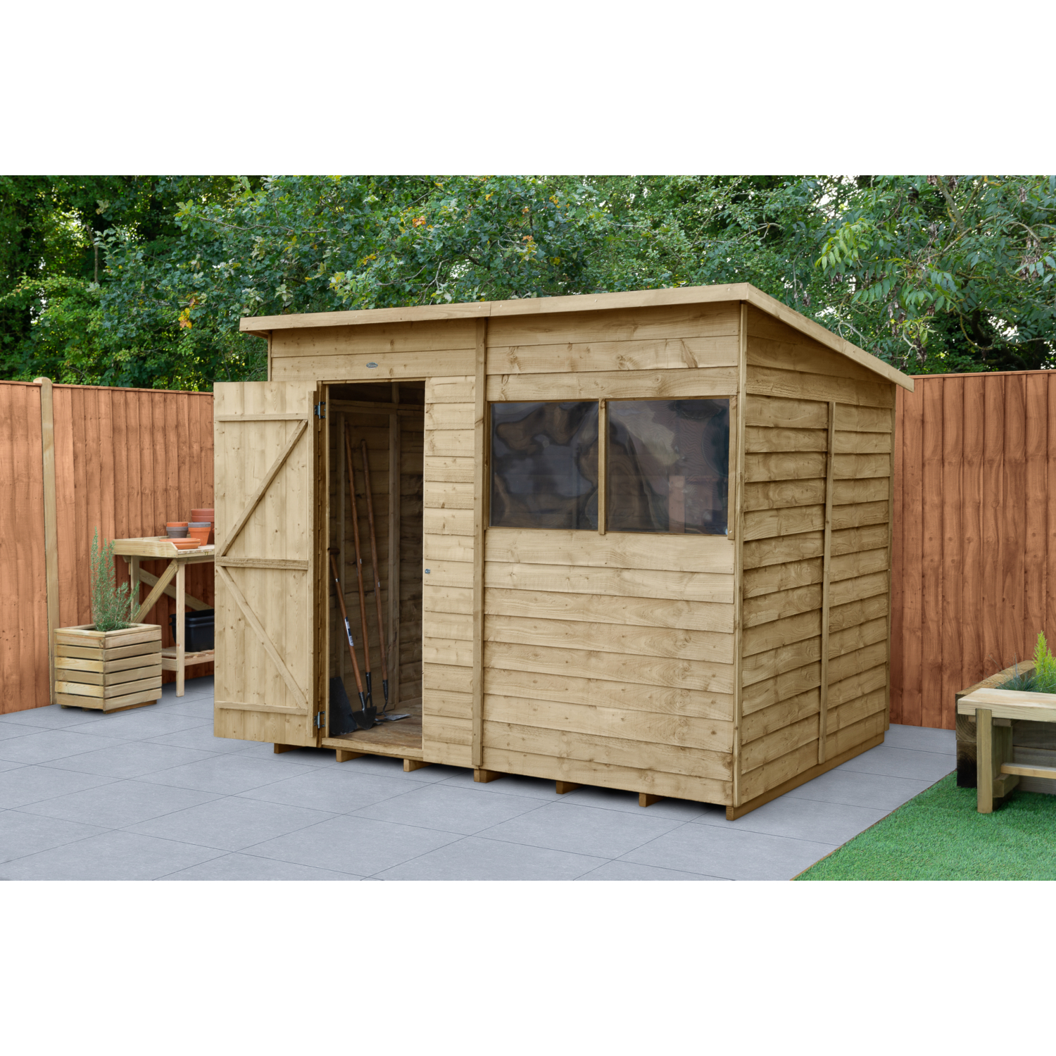Forest Garden Timber 4Life Overlap Pent Shed 8Ft X 6Ft