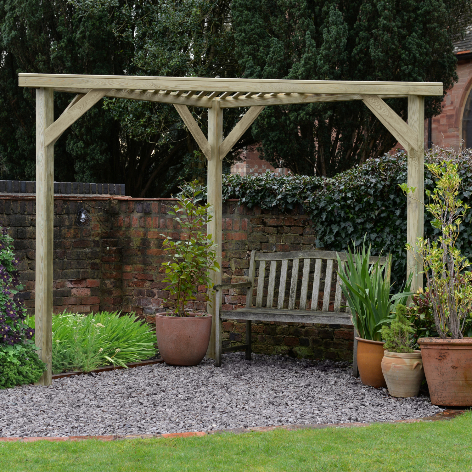 Forest Garden Timber Slatted Corner Pergola