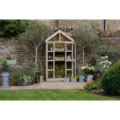 George Forest Garden Georgian Wall Greenhouse with Auto Vent - Brown