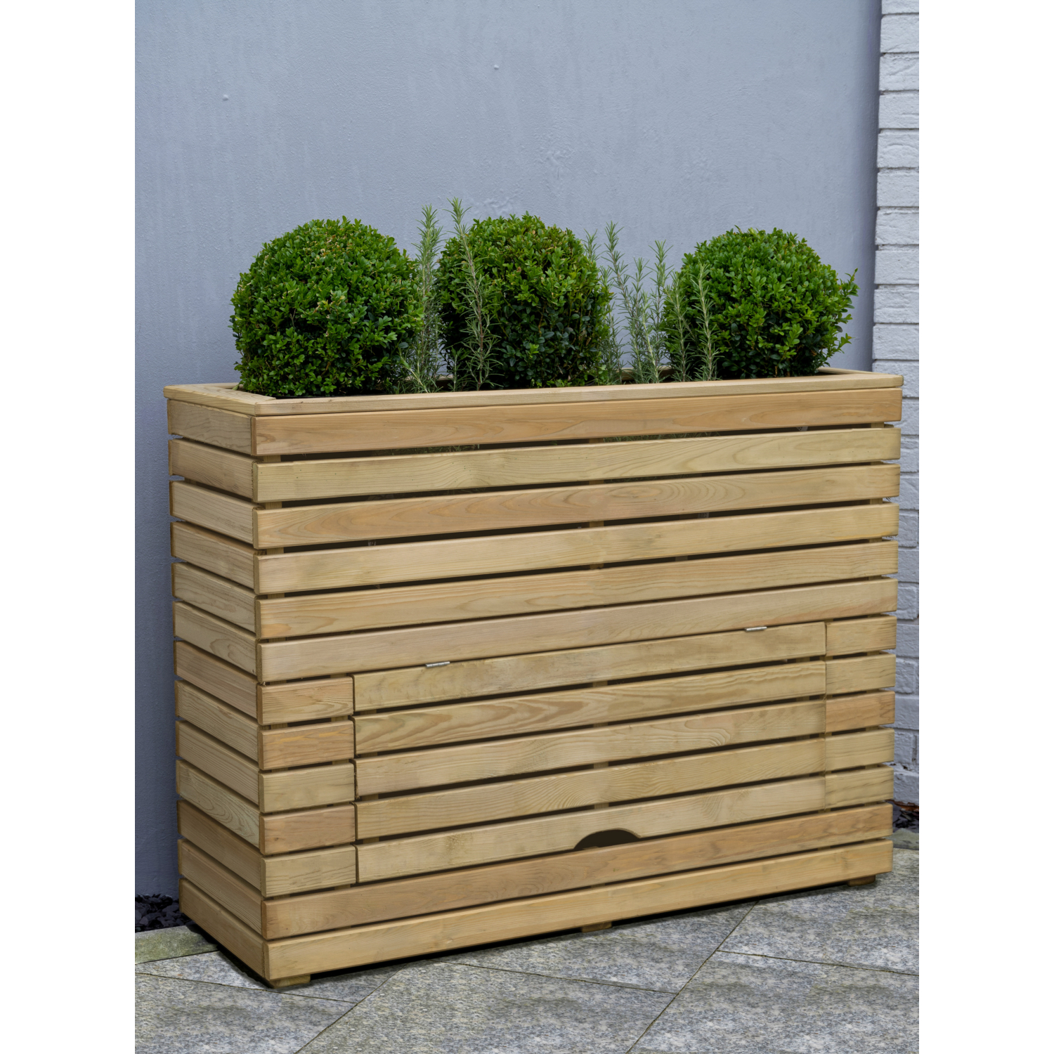 Forest Garden Natural Brown Tall Linear Planter With Storage