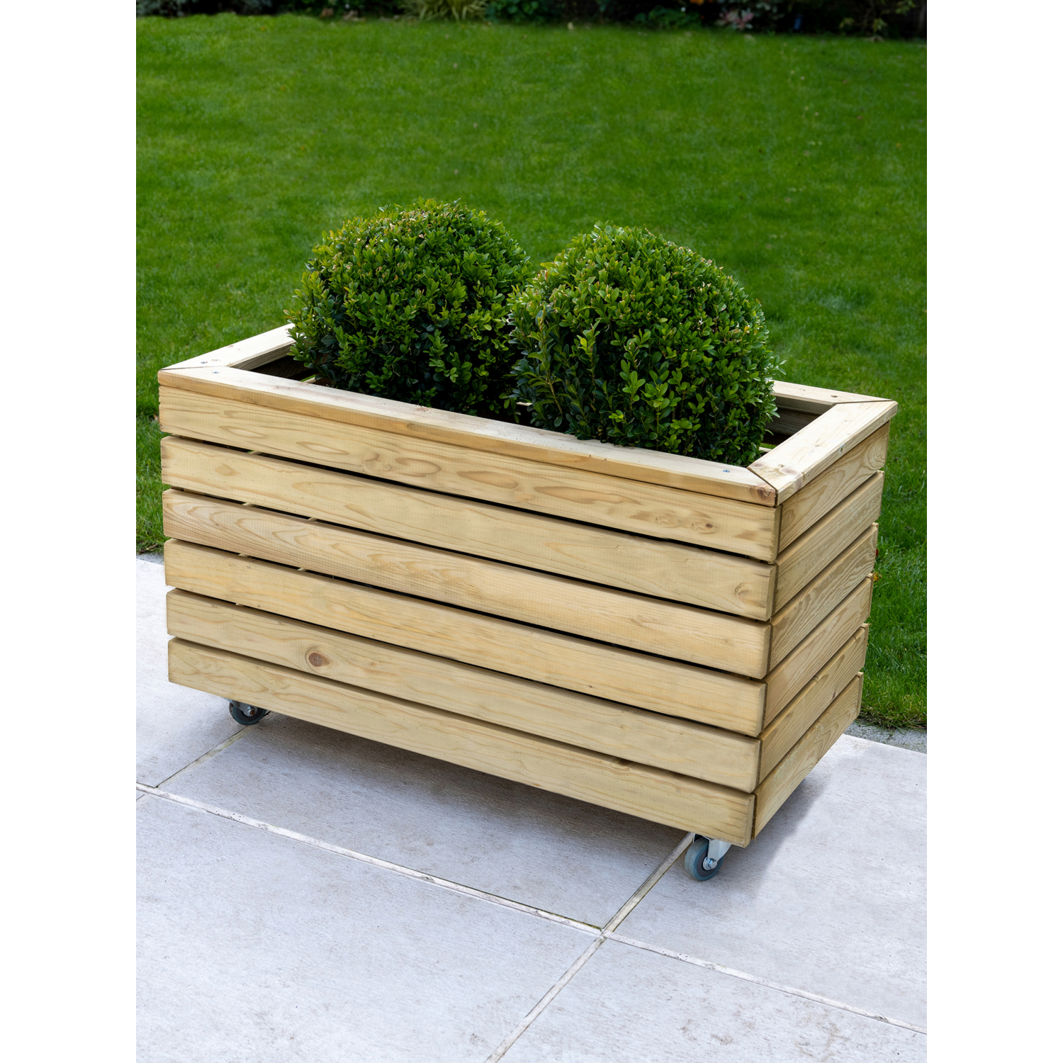 Forest Garden Natural Brown Double Linear Planter With Wheels