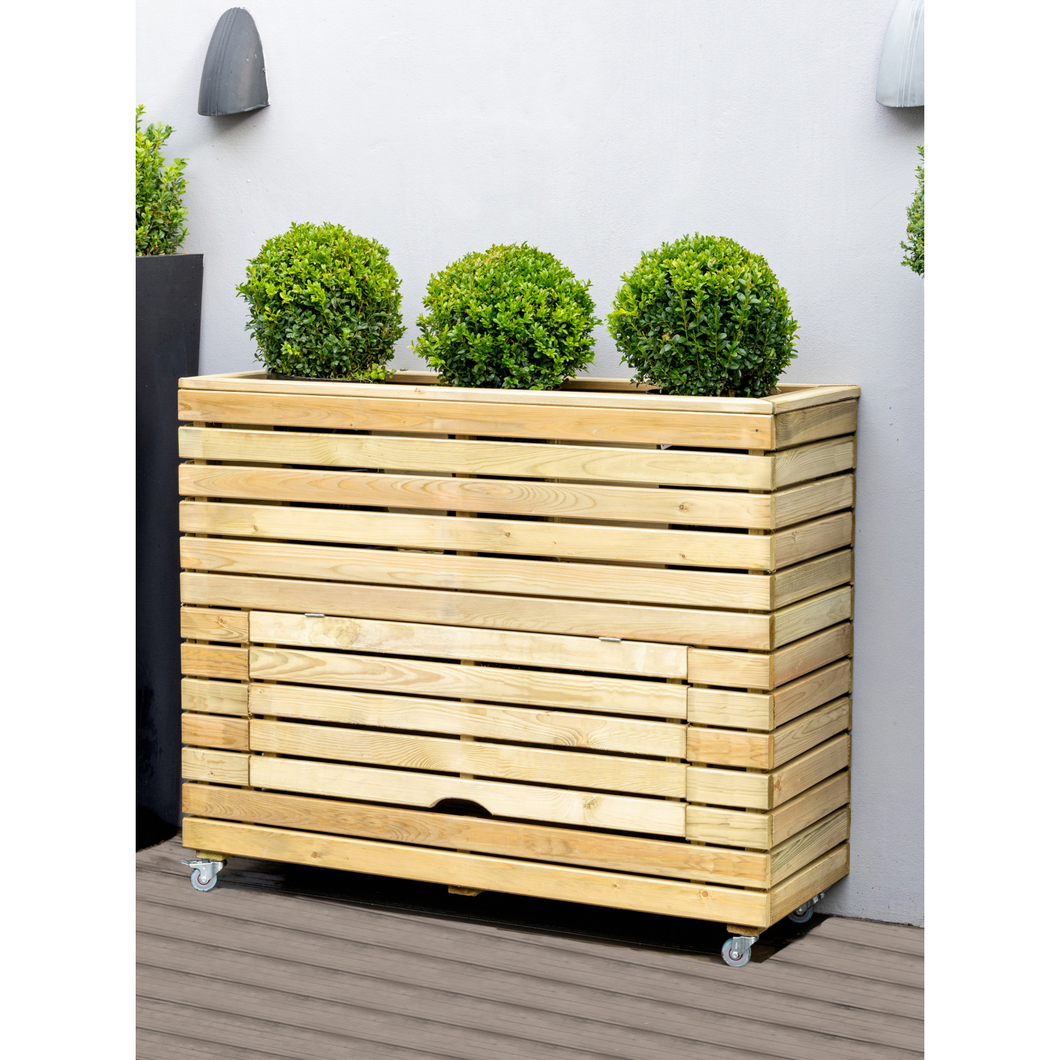 Forest Garden Natural Brown Tall Linear Planter With Wheels