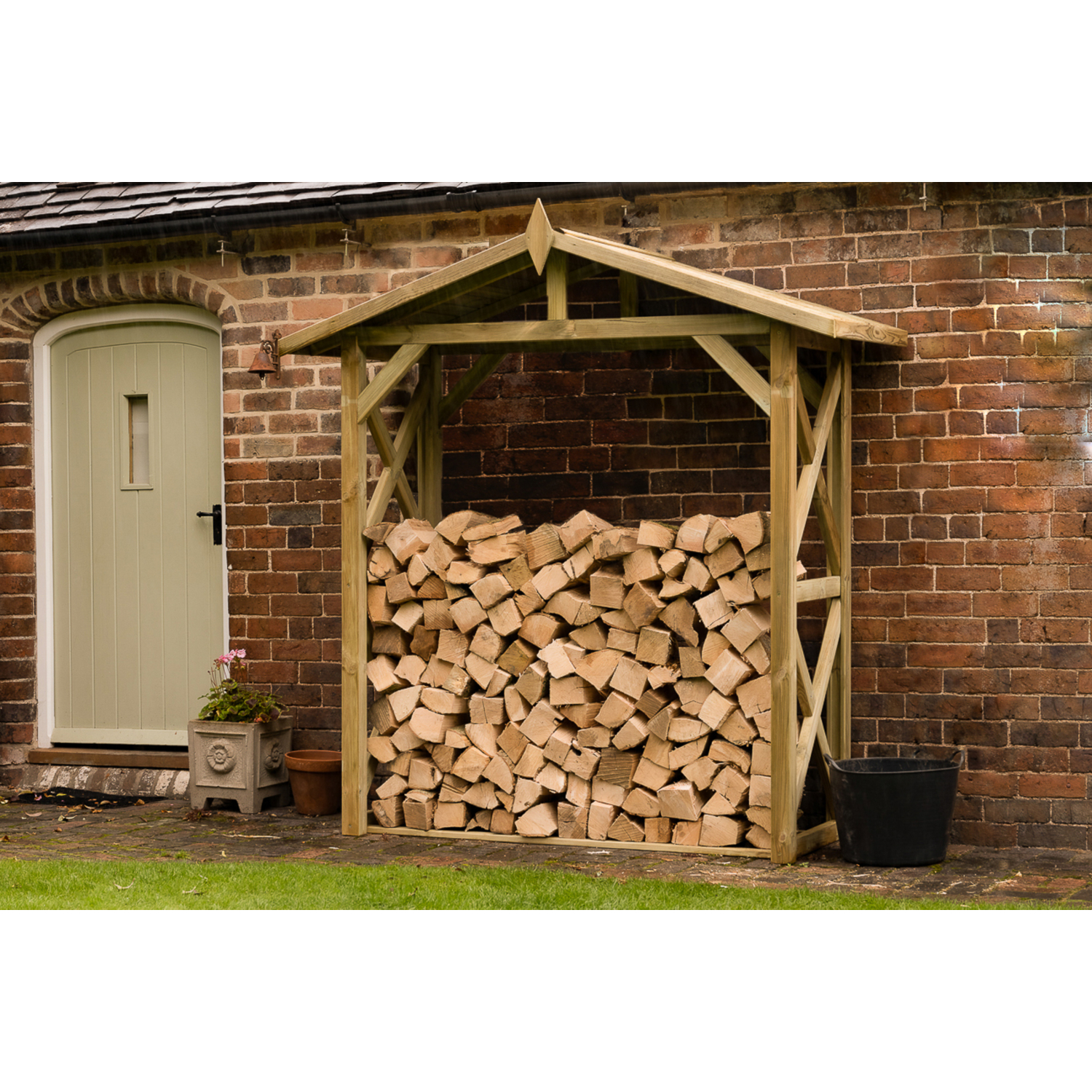 Forest Garden Timber Large Apex Wall Log Store