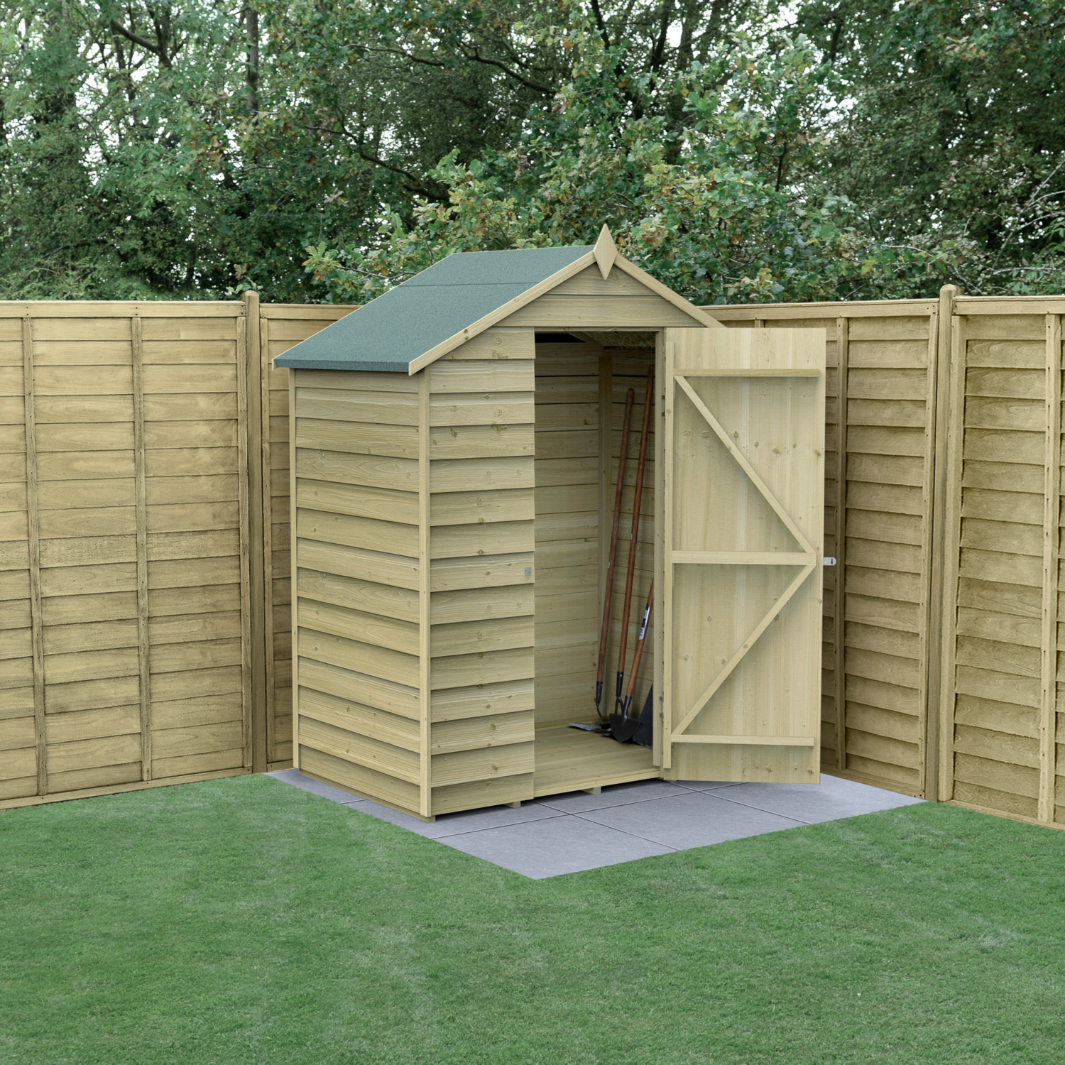 Forest Garden Timber 4Life Overlap Apex Shed - No Window 5Ft X 3Ft