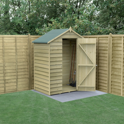 Forest Garden 4Life Apex Overlap Pressure Treated Windowless Shed - 5 x 3ft