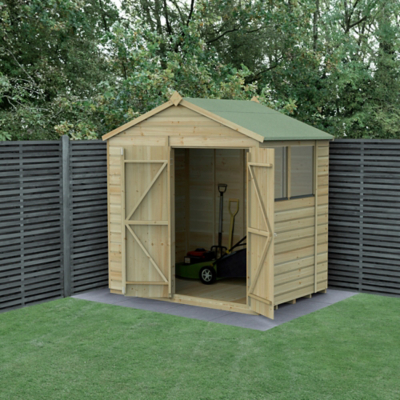 7' x 5' Forest Beckwood 25yr Guarantee Shiplap Pressure Treated Double Door Apex Wooden Shed (2.28m x 1.53m)