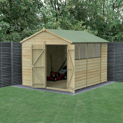 10' x 8' Forest Beckwood 25yr Guarantee Shiplap Pressure Treated Double Door Apex Wooden Shed (3.01m x 2.61m)