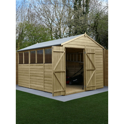 12' x 8' Forest Beckwood 25yr Guarantee Shiplap Pressure Treated Double Door Apex Wooden Shed (3.6m x 2.61m)