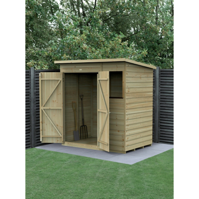 6' x 4' Forest Beckwood 25yr Guarantee Shiplap Pressure Treated Pent Wooden Shed (1.98m x 1.4m)