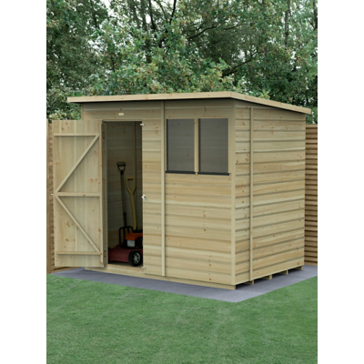 7' x 5' Forest Beckwood 25yr Guarantee Shiplap Pressure Treated Pent Wooden Shed (2.26m x 1.7m)