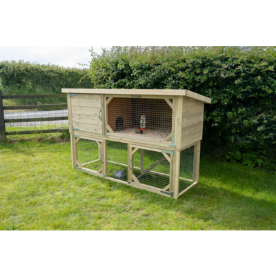 6'4 x 2'5 Forest Hedgerow Wooden 2-Tier Rabbit Hutch (1.94m x 0.74m)