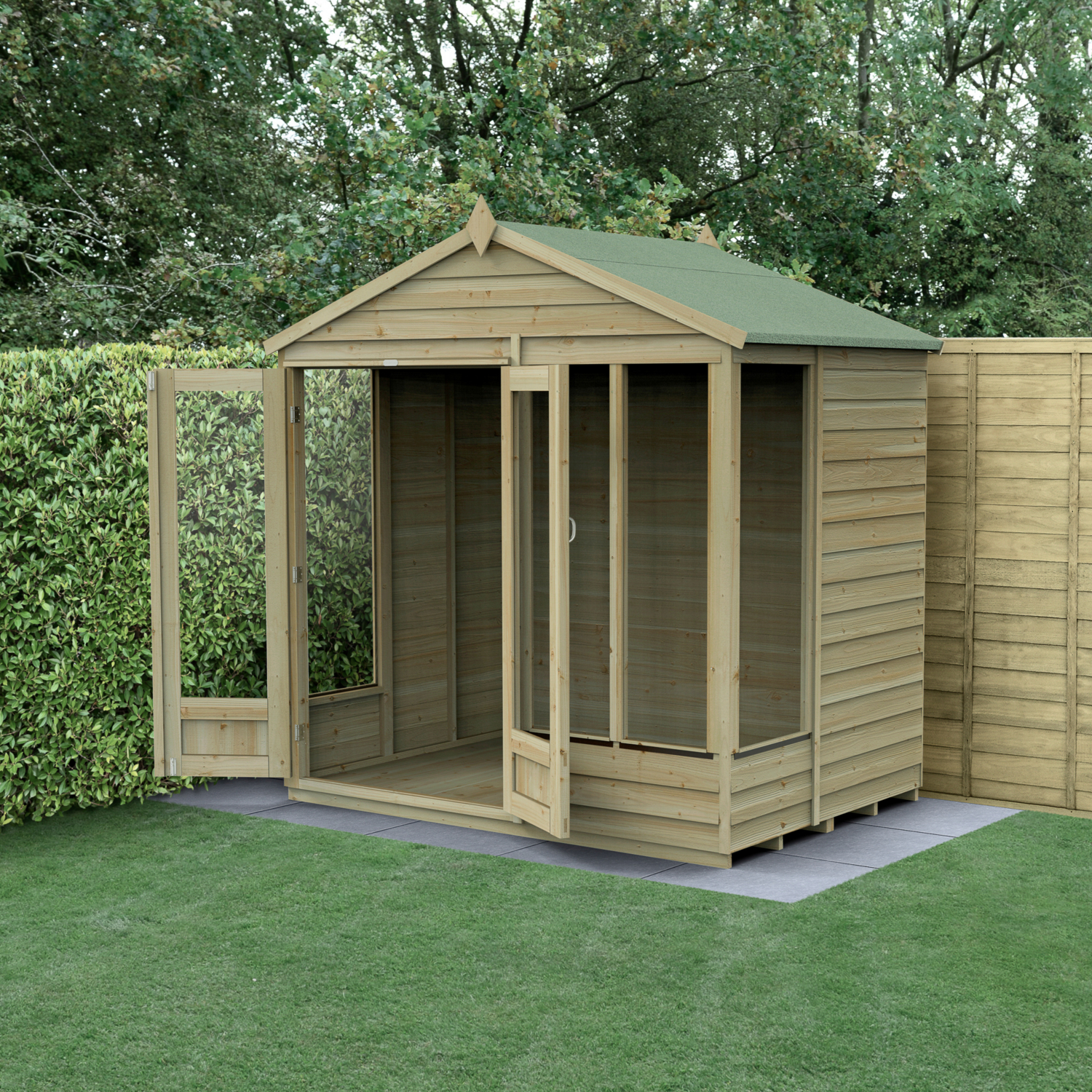 Forest Garden Brown 4Life Apex 4 Window 7X5 Summerhouse