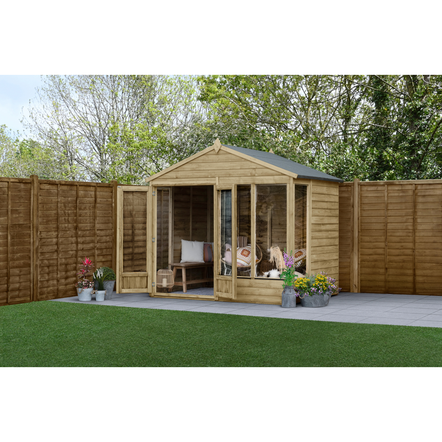 Forest Garden Brown 4Life Apex 4 Window 8X6 Summerhouse
