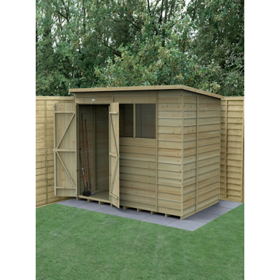 10' x 6' Forest 4Life 25yr Guarantee Overlap Pressure Treated Double Door Pent Wooden Shed (3.11m x 2.04m)