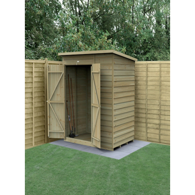 6' x 4' Forest 4Life 25yr Guarantee Overlap Pressure Treated Windowless Double Door Pent Wooden Shed (1.98m x 1.39m)