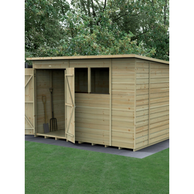 10' x 6' Forest Beckwood 25yr Guarantee Shiplap Pressure Treated Double Door Pent Wooden Shed (3.11m x 2.05m)