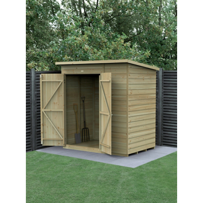 6' x 4' Forest Beckwood 25yr Guarantee Shiplap Pressure Treated Windowless Double Door Pent Wooden Shed (1.98m x 1.4m)