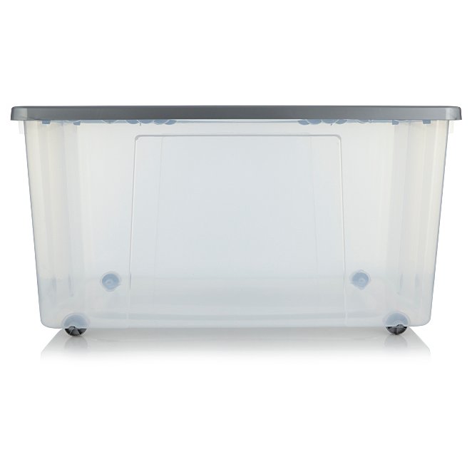 Asda Clear Wheeled Storage Box 150l, Large Plastic Storage Boxes With Lids And Wheels