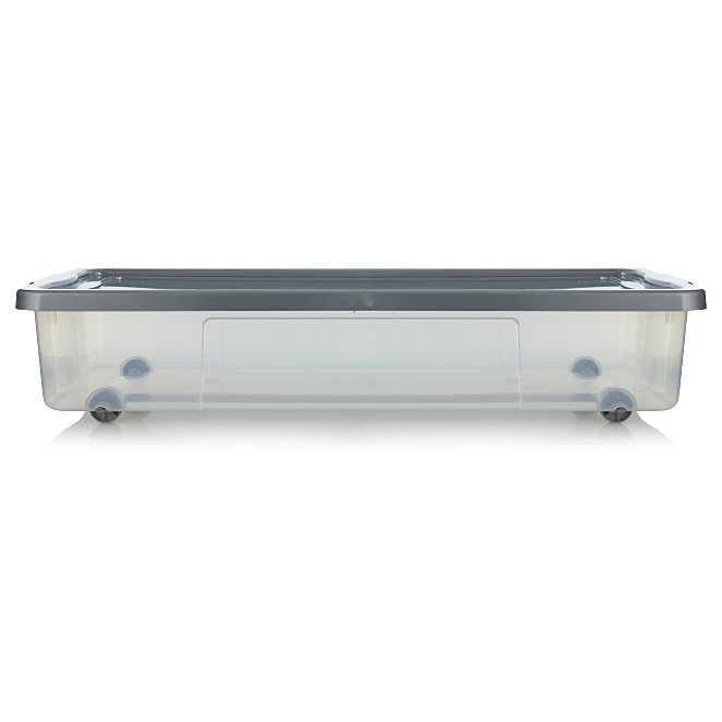45l Grey Plastic Wheeled Underbed, Under Bed Storage Wheels Plastic