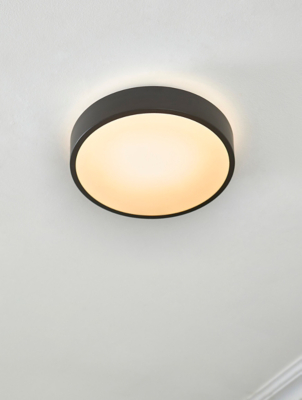 Boston Bathroom Black Flush Ceiling Light Home at ASDA