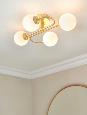 Beeston Gold 4Light Ceiling Fitting Home at ASDA