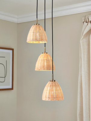 Celia Rattan 3Light Cluster Ceiling Fitting Home at ASDA