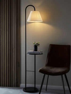 Donnall Black Shelf Floor Lamp Home at ASDA