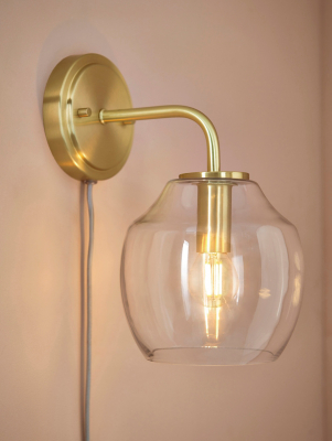 Tabitha Gold Plug In Wall Light Home at ASDA