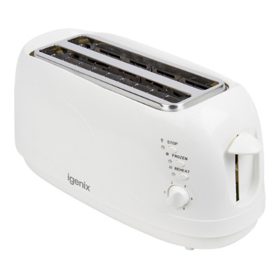 4slice Toaster Long Slot Toaster Asda Igenix White Plastic Long