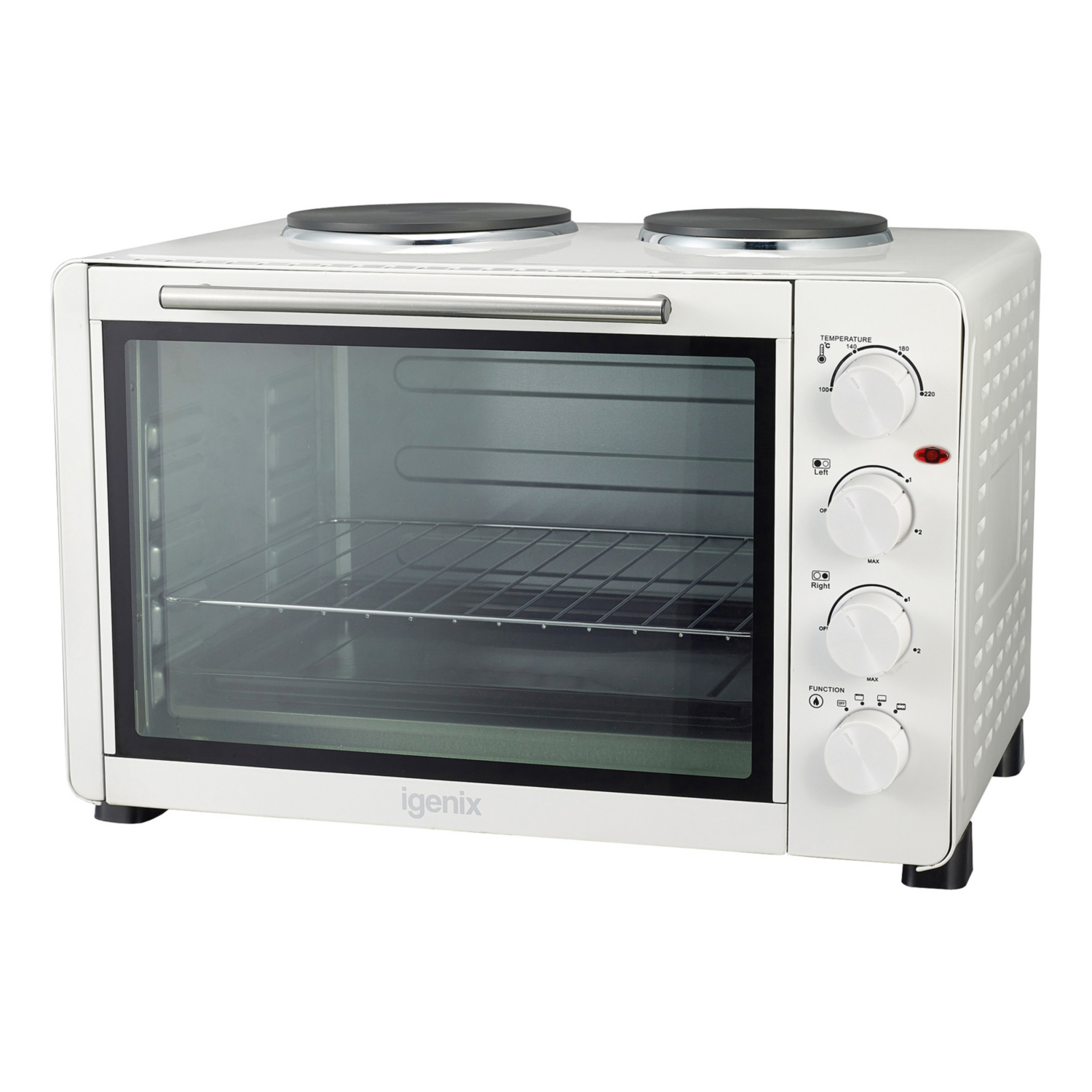 Igenix White Electric Mini Oven With Double Hotplates 45L - Image 9