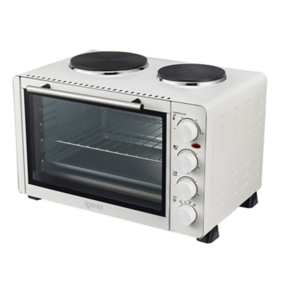 George Igenix 30 Litre White Electric Mini Oven With Double Hotplates - White