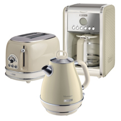ARPK7 Retro Style Jug Kettle, 2 Slice Toaster and Filter Coffee Machine Set, Vintage Design, Beige - Ariete