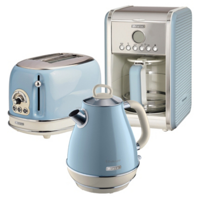 ARPK9 Retro Style Jug Kettle, 2 Slice Toaster and Filter Coffee Machine Set, Vintage Design, Blue - Ariete