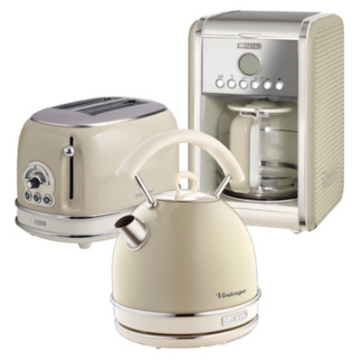 ARPK13 Retro Style Dome Kettle, 2 Slice Toaster and Filter Coffee Machine Set, Vintage Design, Beige - Ariete